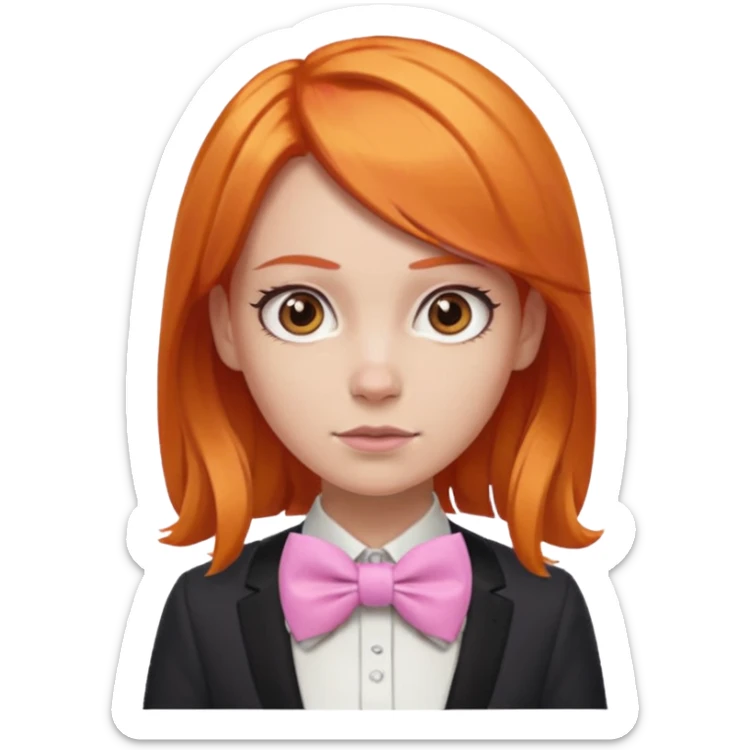 In A Clash Of Clans Aesthetic orange hair woman with pink bowtie sticker
