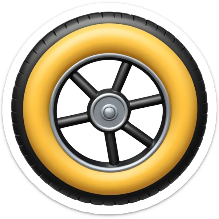 he aircraft's landing gear is one inflated, plump wheel with a strut, black in color sticker