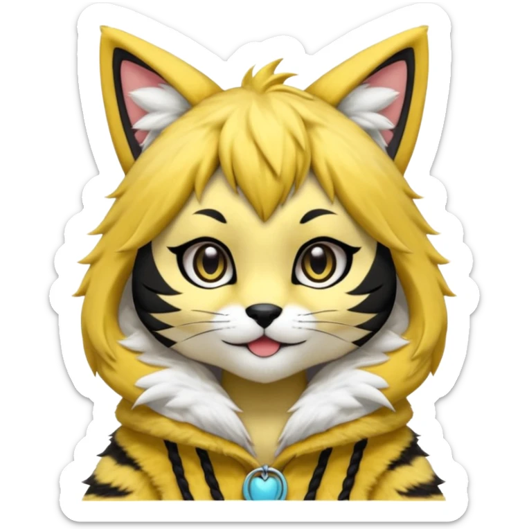 Kawaii adorable big-eyed cute Kemonomimi Nekomimi Japanese Anime Kemono Furry Style -Zeraora-Fursuit-furry-fursona sticker