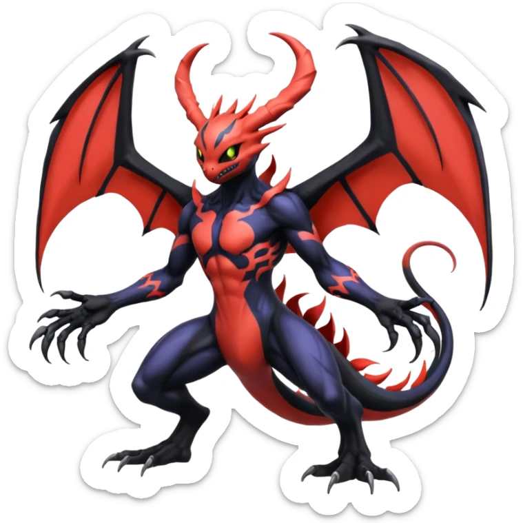 Venom-Pikachu-Yveltal-Lunala-Fakémon-hybrid-creature (full body)  sticker