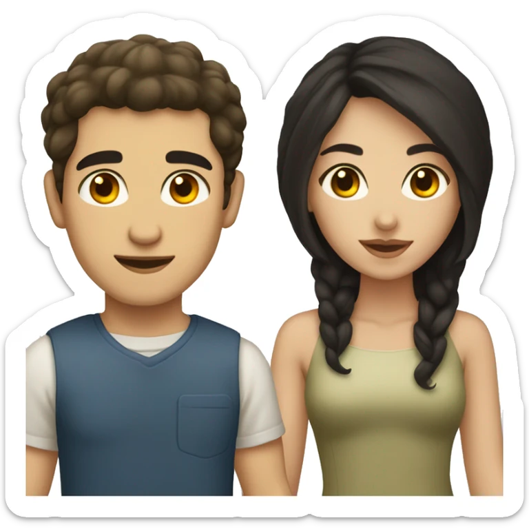 Dark hair olive skin woman and dark hair pale skin man sticker