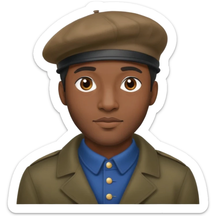 Black man who is French wearing a french beret hat sticker