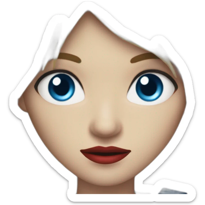 beautiful vampire woman with long blonde hair and blonde straight bangs and blue eyes wielding knives serious expression sticker