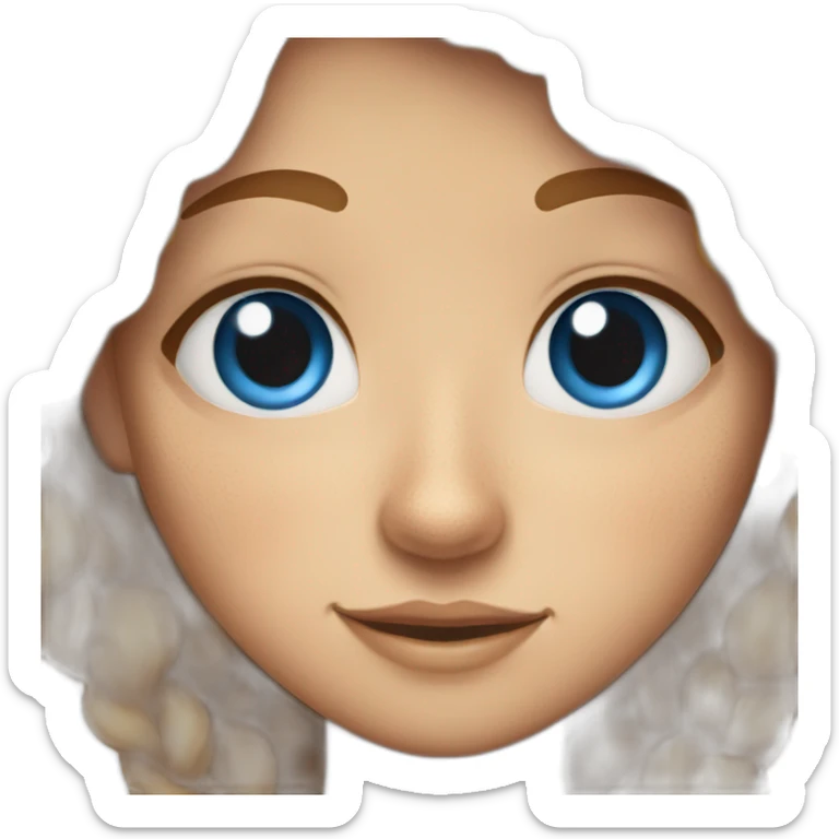 a one-eyed girl with a blue eye, light brown hair and freckles sticker