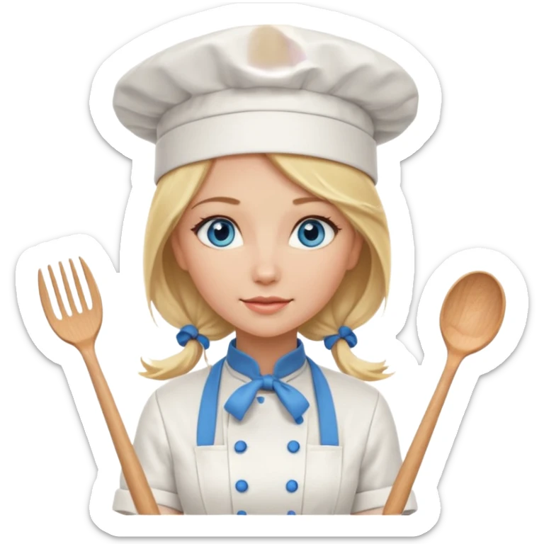Sexy Long Blonde hair blue eyed female chef sticker