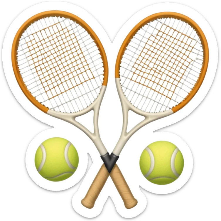 2 White Tennis rackets with beige tennis ball aesthetic  sticker