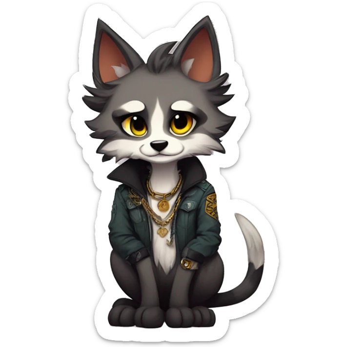 cool edgy animal fursona by griffsnuff & LiLaiRa & Falvie with badass colors and a collar full body sticker