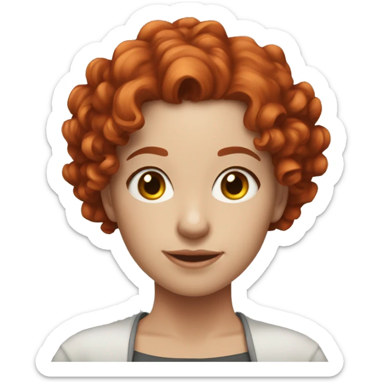 girl, 27-28 years old, with red curly hair, fair skin, waist-length, works in the event industry sticker