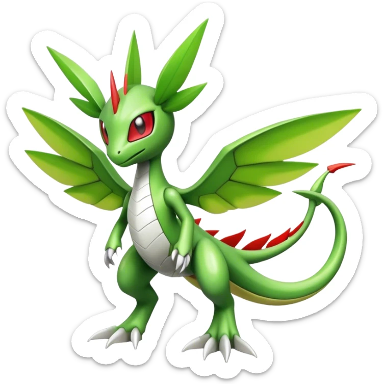 Cute Cool Edgy Shiny Futuristic Ethereal Legendary Kartana-Digimon-Schyther-Flygon-hybrid full body sticker