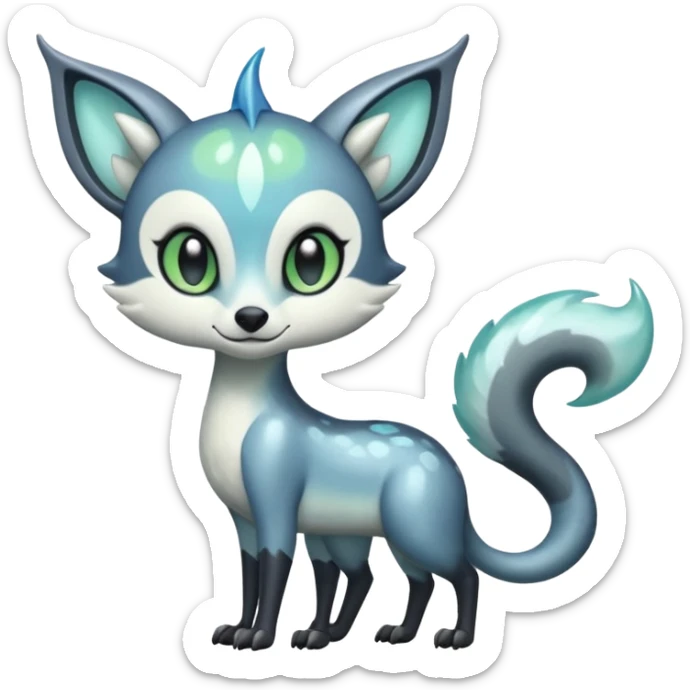 Icy Clear Glossy Glassy Gassy Mossy Meloetta-Vernid-Trico-Sergal-Civet-Fakémon-creature-hybrid sticker