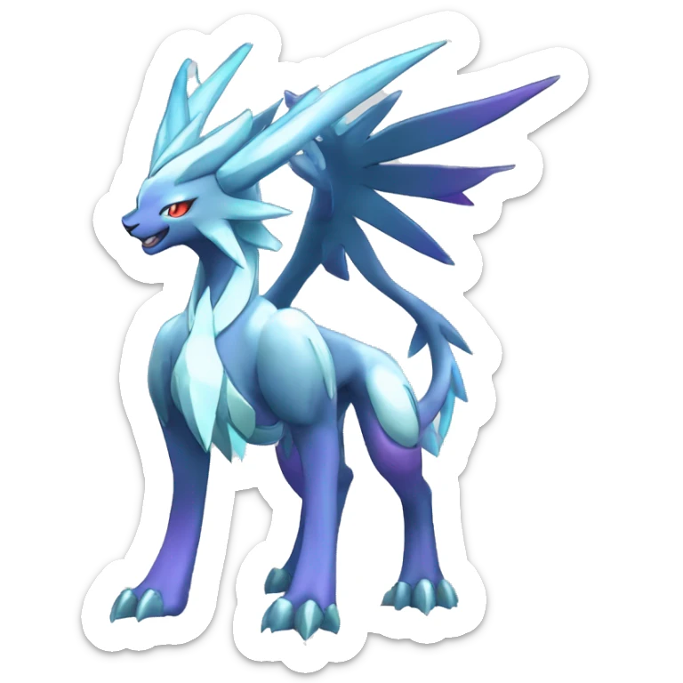  cool edgy shiny colorful godly ethereal Suicune-Dialga-Fakemon full body sticker