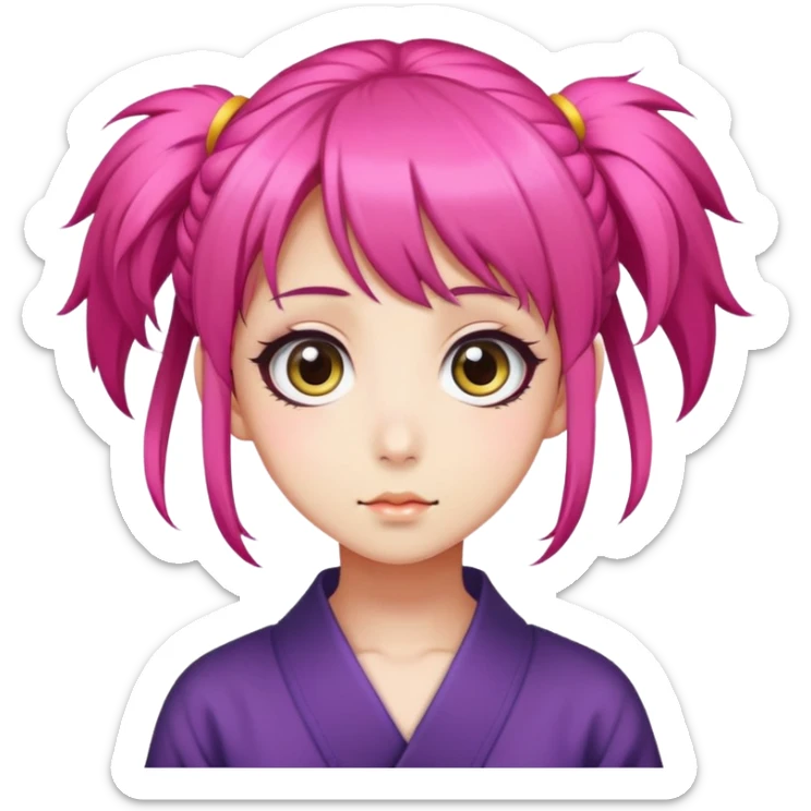 Japanese anime style character with big eyes and colorful hair sticker