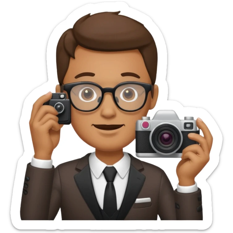 Hombre moreno con gafas haciendo fotos en una boda sticker