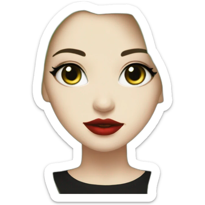 green hair,white girl, red lips, looking camera, emo, short hair, black dress sticker