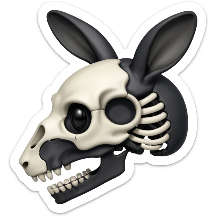 Tête de lapin squelette noire de profil avec des G à la place des yeux  sticker