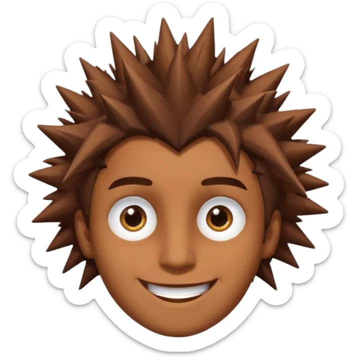 Color de piel moreno los ojos ke sean de estrella riéndose y pelo café hombre  el pelo asialado🤩😁 sticker