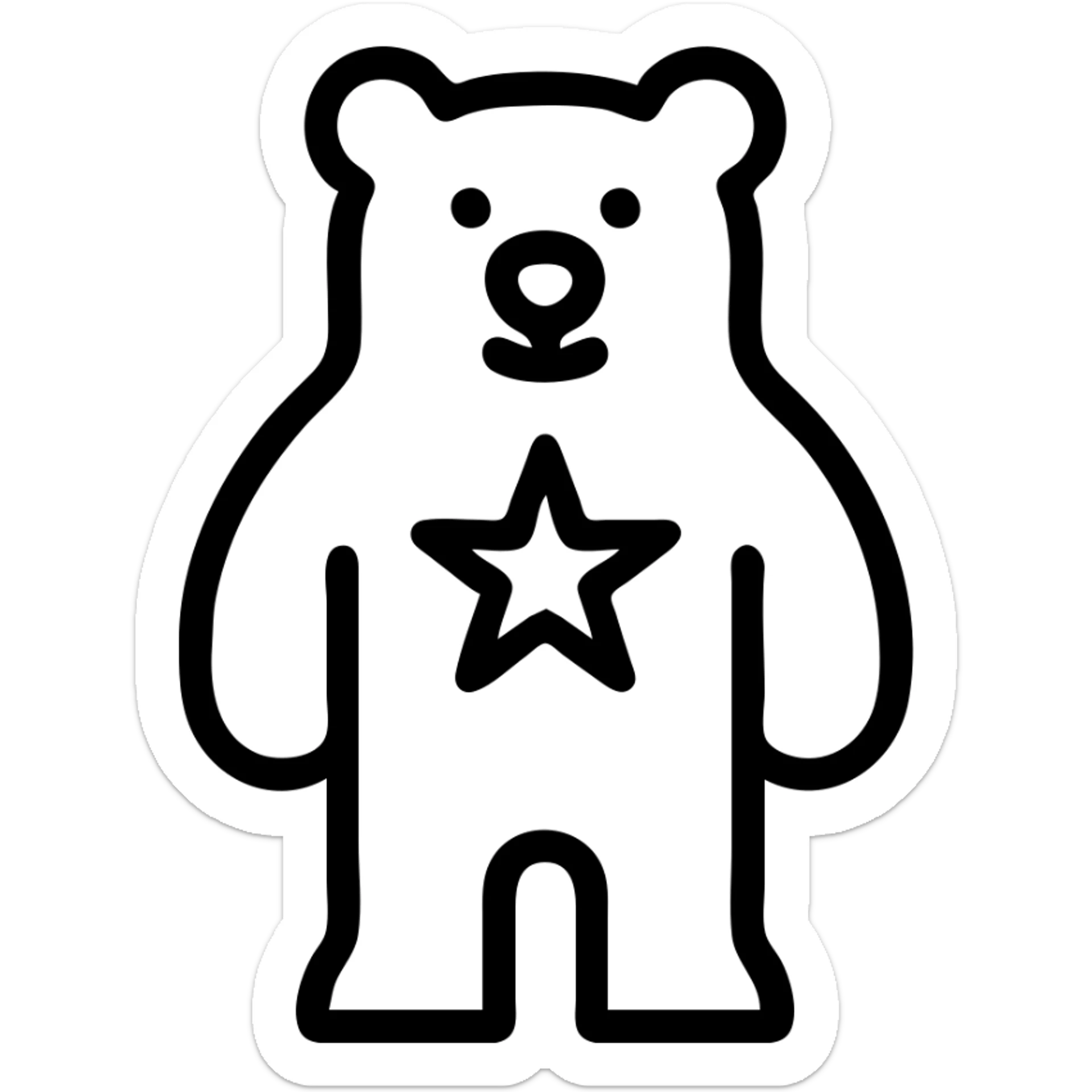 Minimalist icon of a Russian bear with a star on its chest, simple color palette, no background. sticker