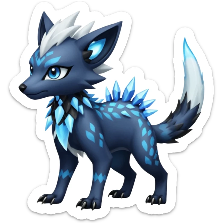 Elemental cool badass edgy realistic feral Genet-Absol-Kyurem-Zeraora-Primagen-fusion-creature  sticker
