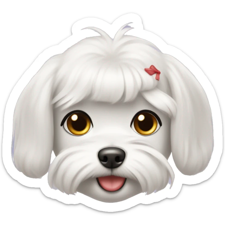 female maltese with red-ish pink nose and cute round haircut  sticker