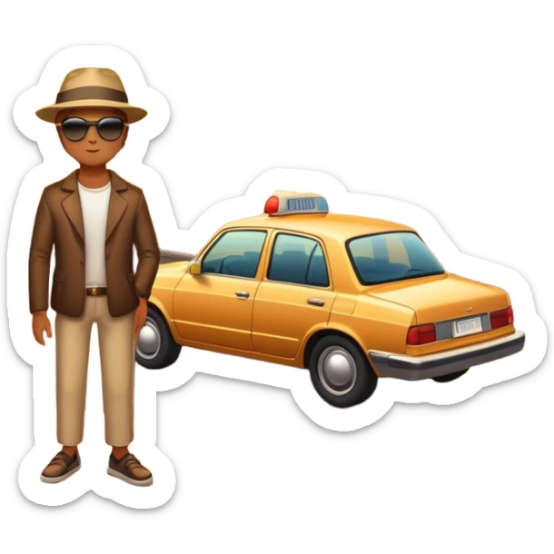 A parked car rests on the side of a long with a person outside , empty road stretching toward a golden sunset. The sky glows with warm colors, and the landscape ahead feels open, peaceful, and full of promise. love  sticker