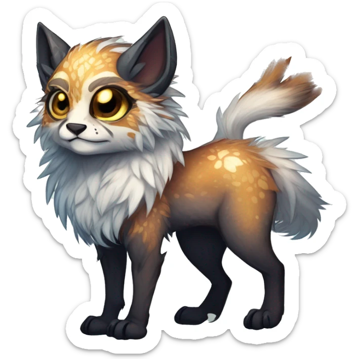 Cool cute Kawaii edgy fantasy shiny chibi animal creature fursona Fionbri vernid by griffsnuff & LiLaiRa & Falvie full bodyal sticker