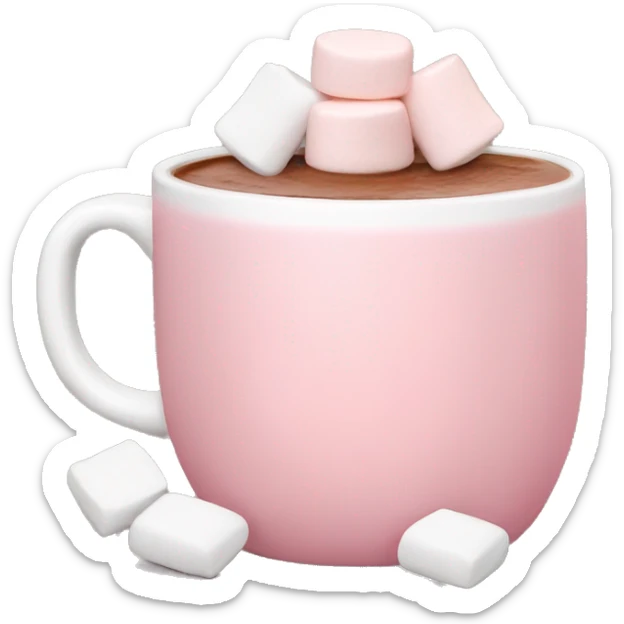 Light Pink mug of hot chocolate with marshmallows  sticker