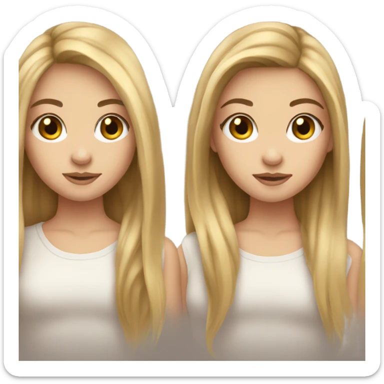 normal Girl emoji with straight long blonde and brown hair and long lashes sticker