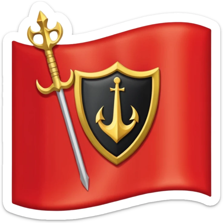 Create a flag with red on the sides like the Trinidad flag with black in middle. Add a gold 🔱 in the middle where the black is sticker