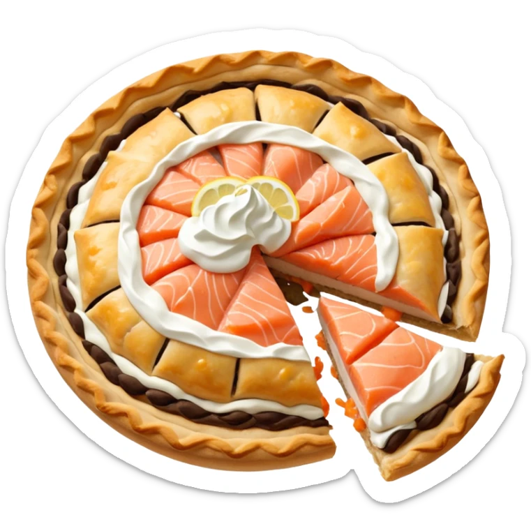 Karelian pasty with cream on top finnish with cream on top and salmon and lemon sticker