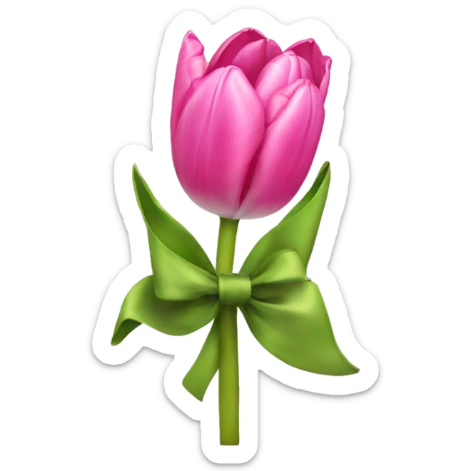 Pink tulips with a bow sticker