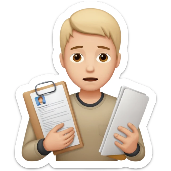 young man in despair applying for jobs with no successs - complete loss or absence of hope - holdng resume sticker