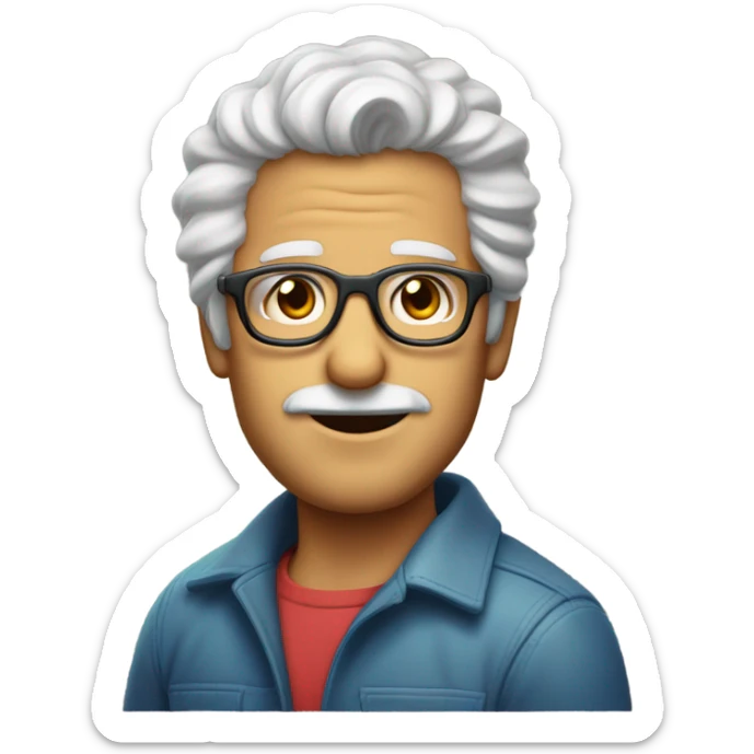 hombre de 57 años con el pelo rubio y rizado con gafas de colores  sticker