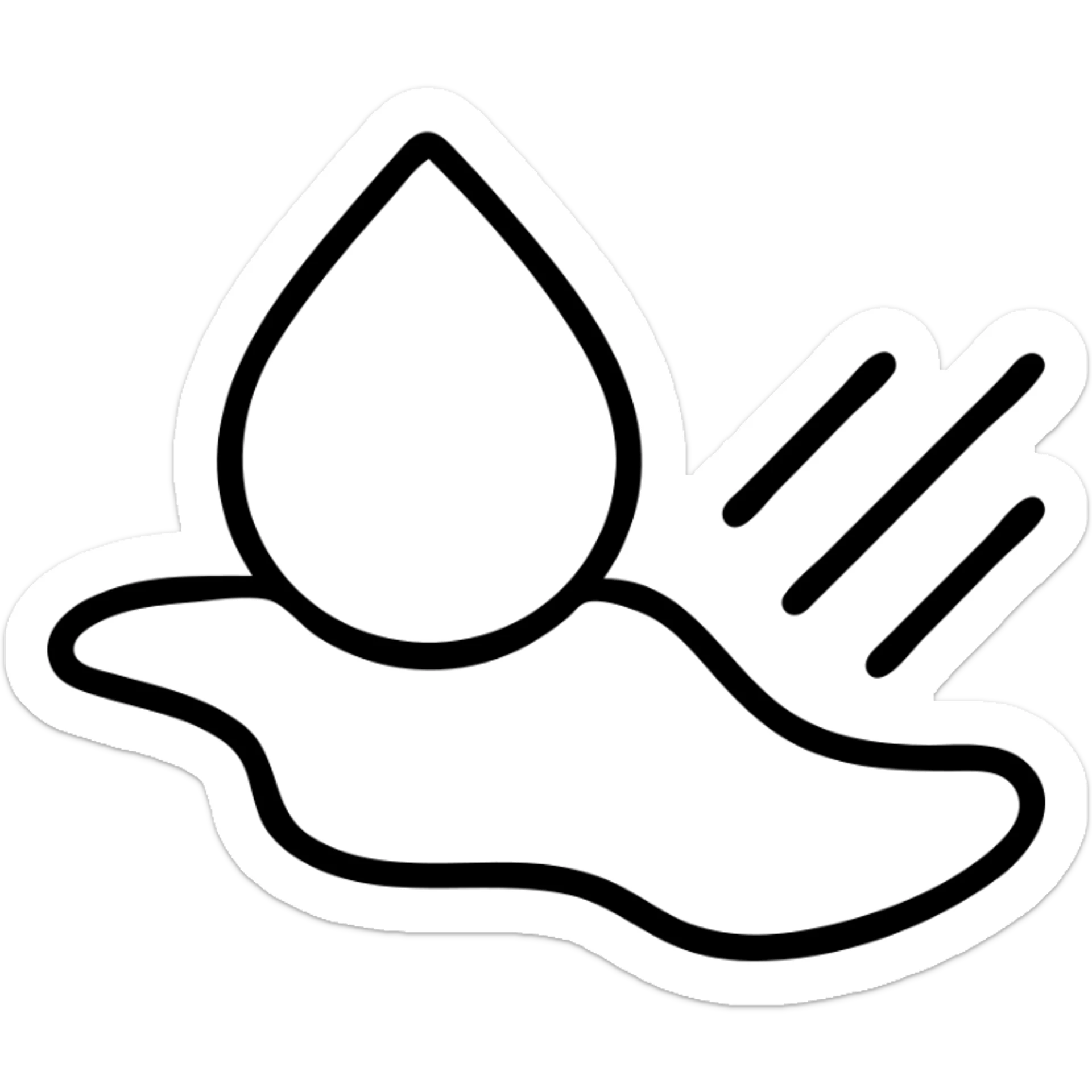 outlined icon of a water droplet sliding on glossy black paint of a premium vehicle, clean lines, subtle repellent effect with water lines moving away, modern and simple sticker