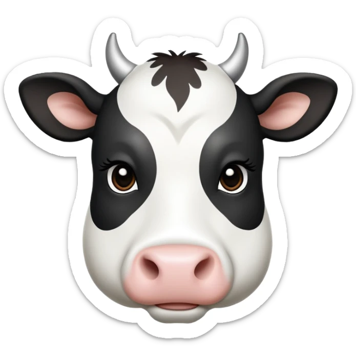 cinematic-noble-black-and-white-cow calf-portrait-emoji,-poised-and-regal,-with-a-large,-sturdy-build-and-a-beautifully-patterned-hide-of-rich-black-accented-by-crisp-white-patches,-deep-set-soulful-brown-eyes,-simplified-yet-sharp-and-sophisticated sticker