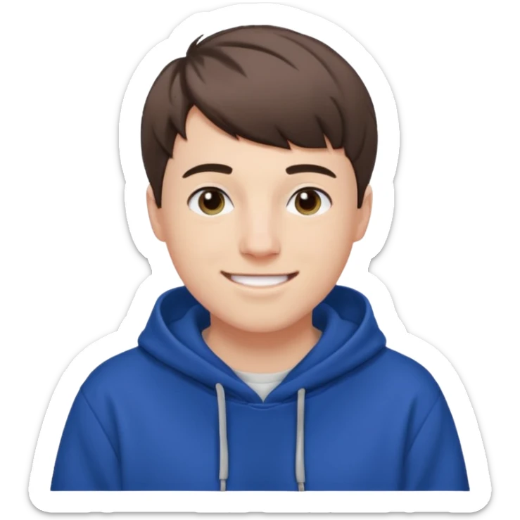 Draw MrBeast in casual hoodie with short hair, french cut  & friendly smile. sticker