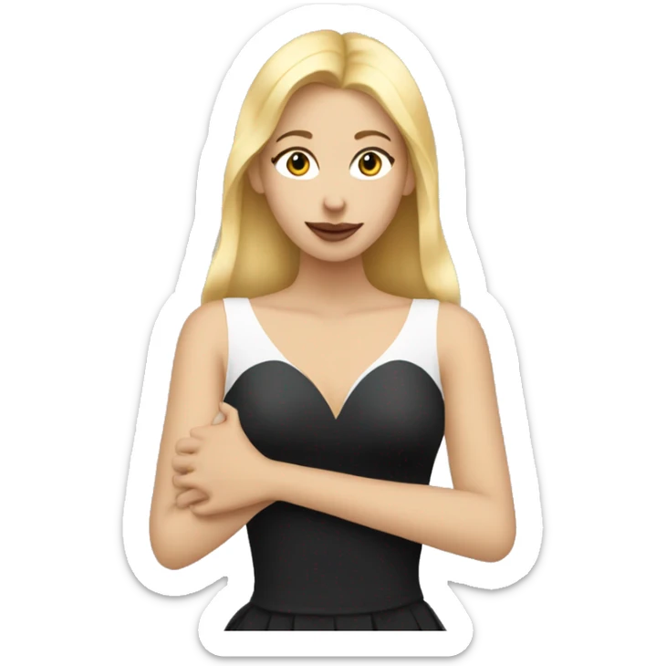 Blonde woman wearing common French high fashion making a heart with her hands sticker