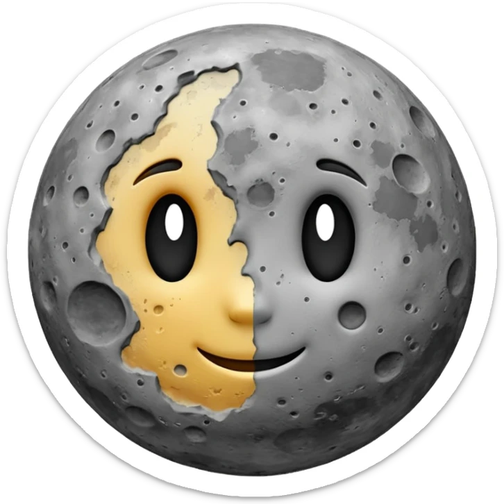 A round emoji of Mercury, gray and moon-like, covered in impact craters and lighter plain patches sticker