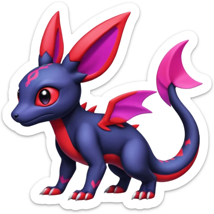 Cute Exotic Colorful Guilmon-Salandit-Umbreon-Fakémon-hybrid-creature (full body)  sticker
