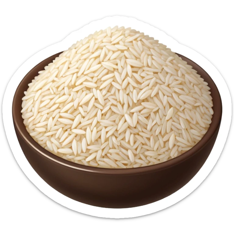 A single grain of rice, glossy and smooth, cartoonish, vibrant white color, high detail, simple and cute design, isolated on white background, centered composition
 sticker
