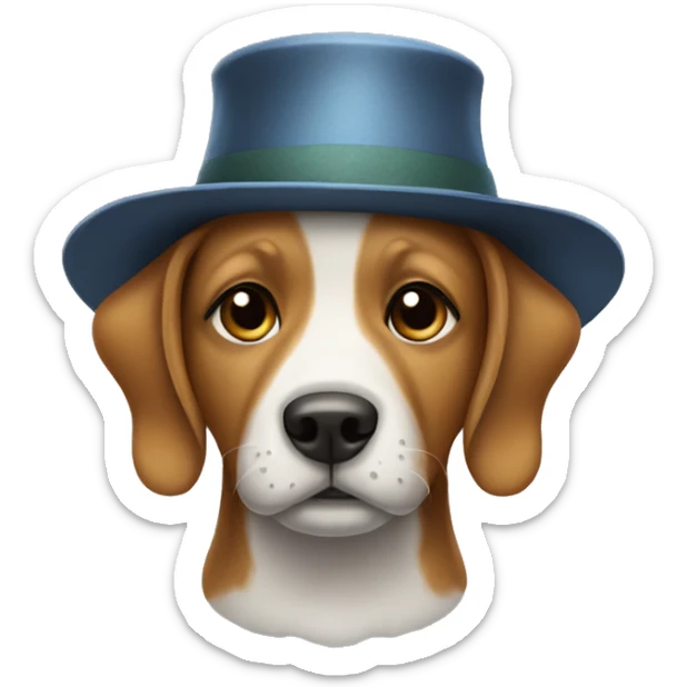 Dog with a hat sticker