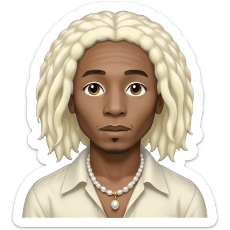 Black Male bob marley inspired hair platinum blonde with pearls makeup only head sticker