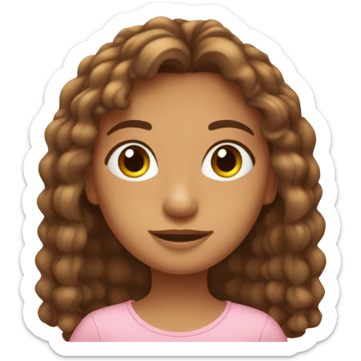 menina cabelo castanho claro comprido, olhos castanhos, pele clara,blusa rosa com laranja  sticker