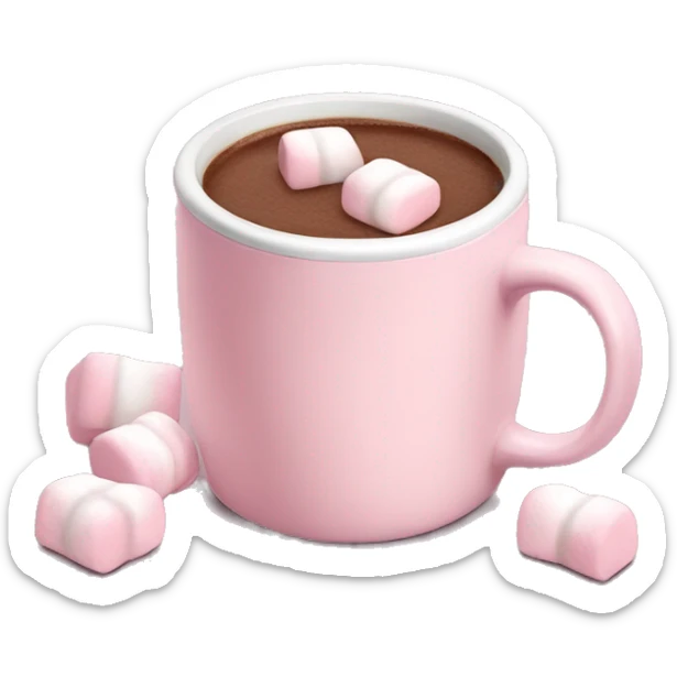 Light Pink mug of hot chocolate with marshmallows  sticker