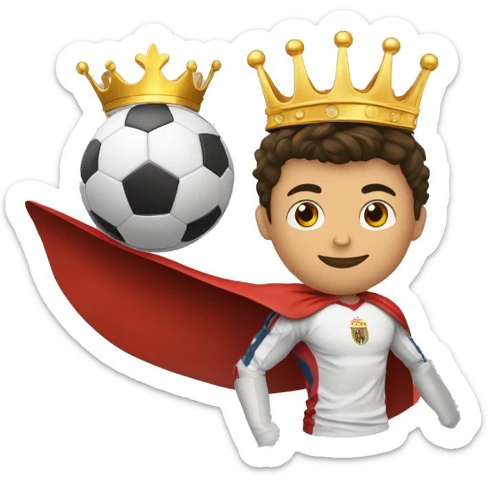 Cristiano Ronaldo avec une couronne et une cape et un ballon de football  sticker