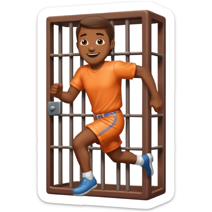 guy made of of sweet candy running out of a prison cell sticker