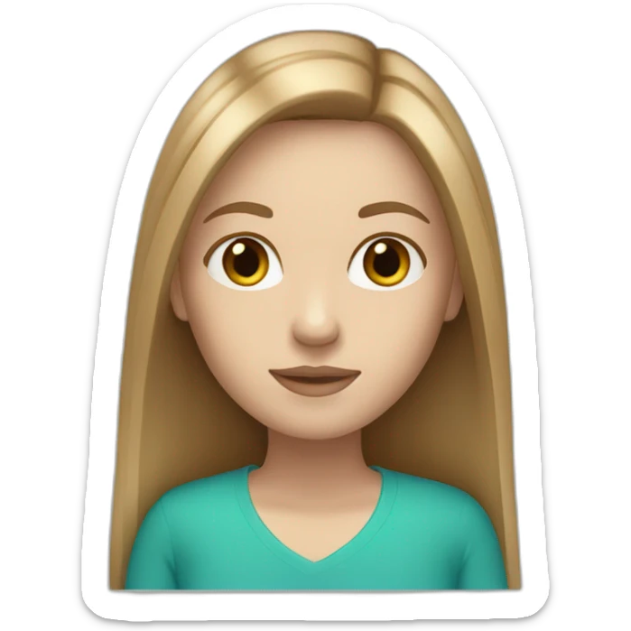 One white girl with long straight light brown hair and turquoise eyes sticker