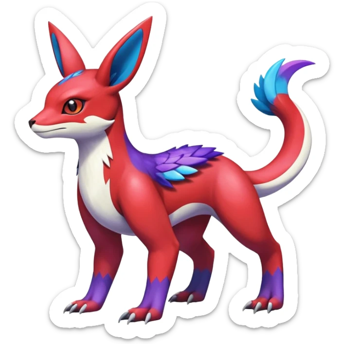  Cute Shiny Exotic Colorful Guilmon-Latias-Koraidon-Umbreon-Fakémon-hybrid-creature (full body)  sticker