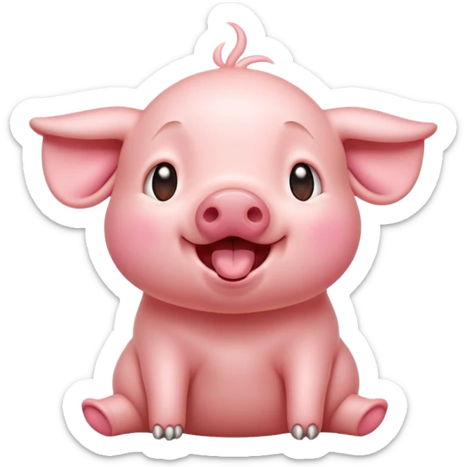 Cinematic Cute Yawning Piglet Portrait Emoji, Head tilted slightly with a dramatic, wide-open yawn, showcasing a soft, delicate rosy-pink hide with tiny droopy ears, round beady eyes barely open in drowsy contentment, Simplified yet irresistibly adorable features, highly detailed, glowing with a soft, cozy glow, high shine, relaxed yet expressive, stylized with a touch of playful whimsy, bright and endearing, soft glowing outline, capturing the essence of a sleepy yet affectionate piglet, so drowsy it feels like it could stretch out of the screen and curl up for a nap! sticker