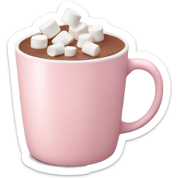 Light Pink mug of hot chocolate with marshmallows  sticker