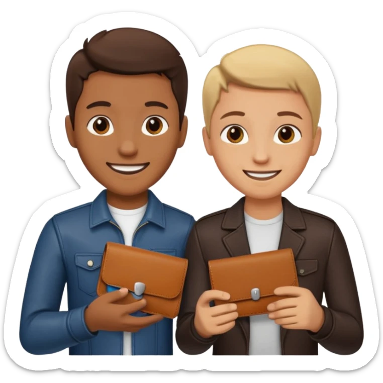 persona devolviendo billetera a otra persona una persona canela y otra persona blana, pero que esten felices sticker